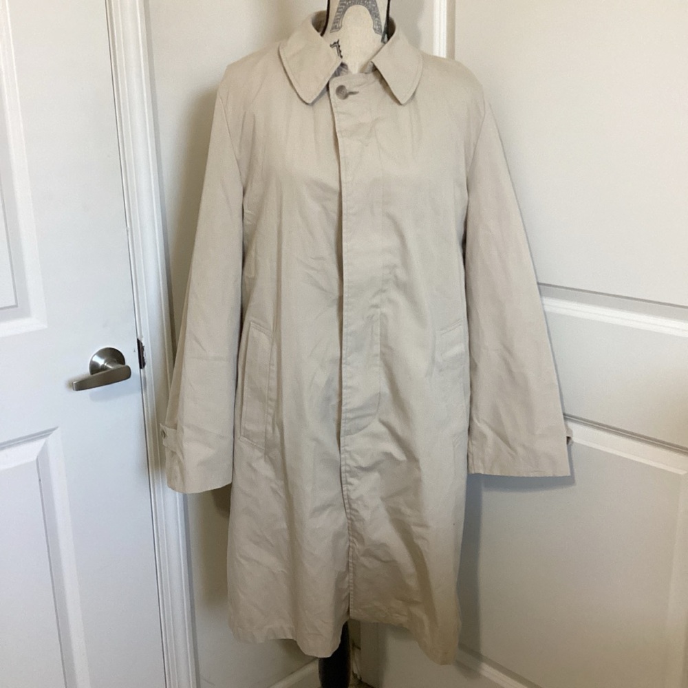 Men’s Beige Trench Midi Coat Long Sleeves detachable brown fur lining